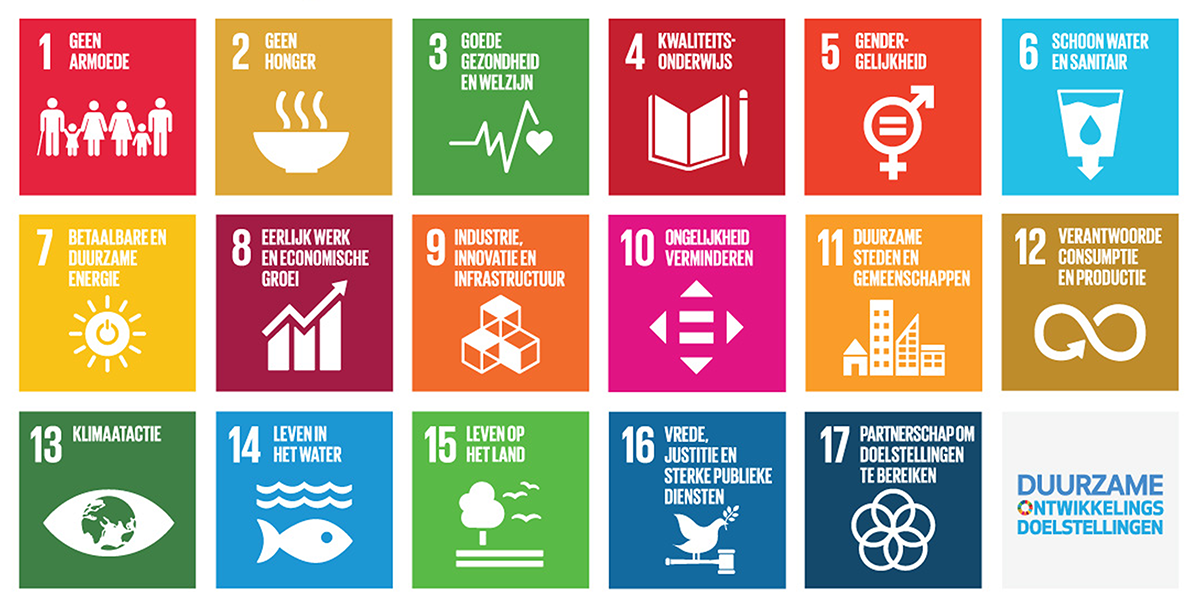 De 17 duurzame ontwikkelingsdoelstellingen (SDG's) van de Verenigde Naties